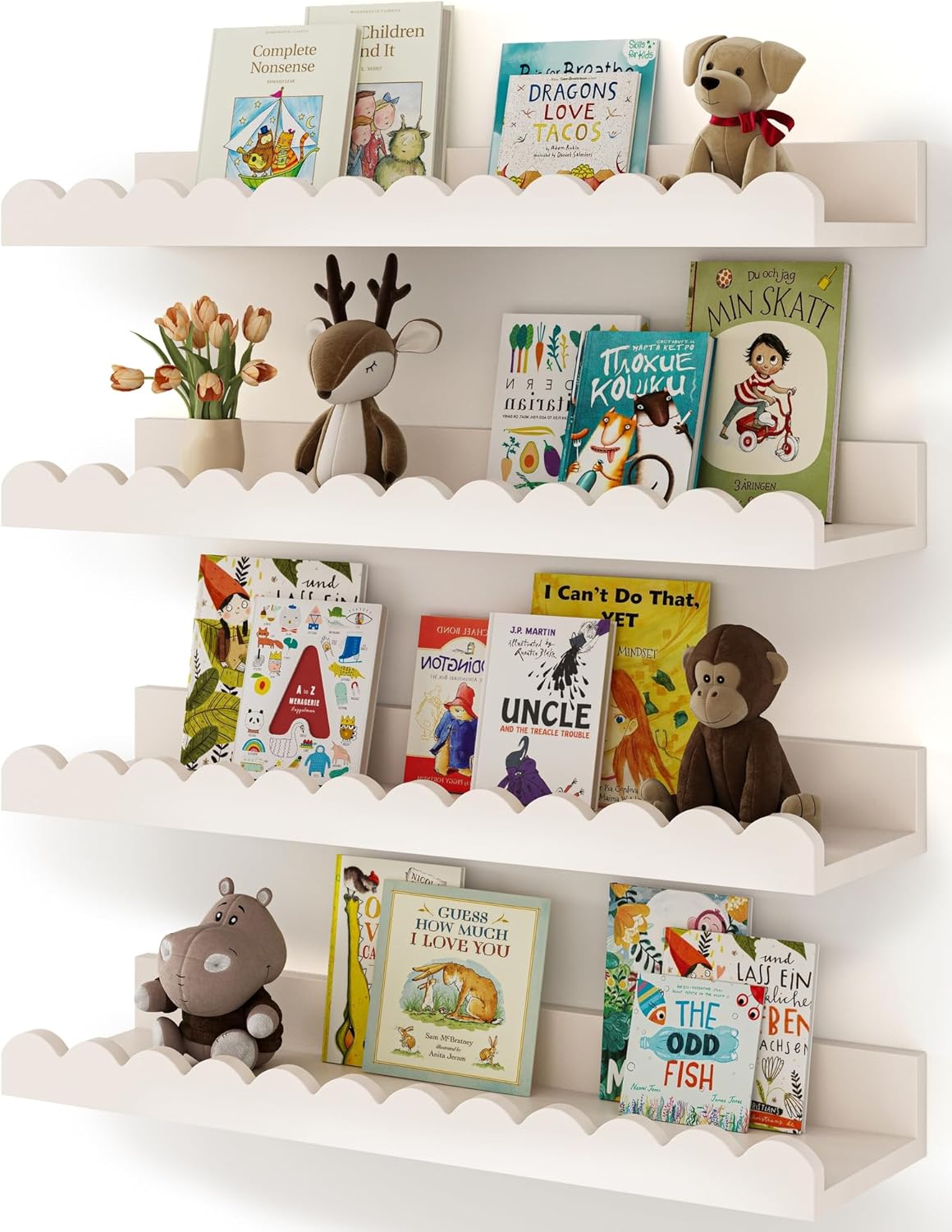 Baby Nursery Floating Shelves - Ensemble de 4 étagères flottantes blanches