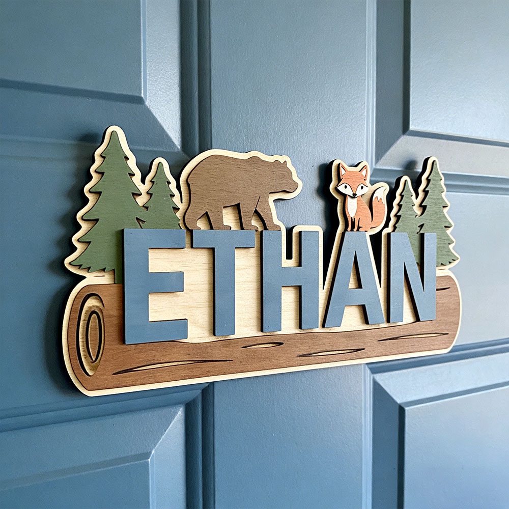 Baby Nursery Toy - Plaque en bois personnalisée avec nom,