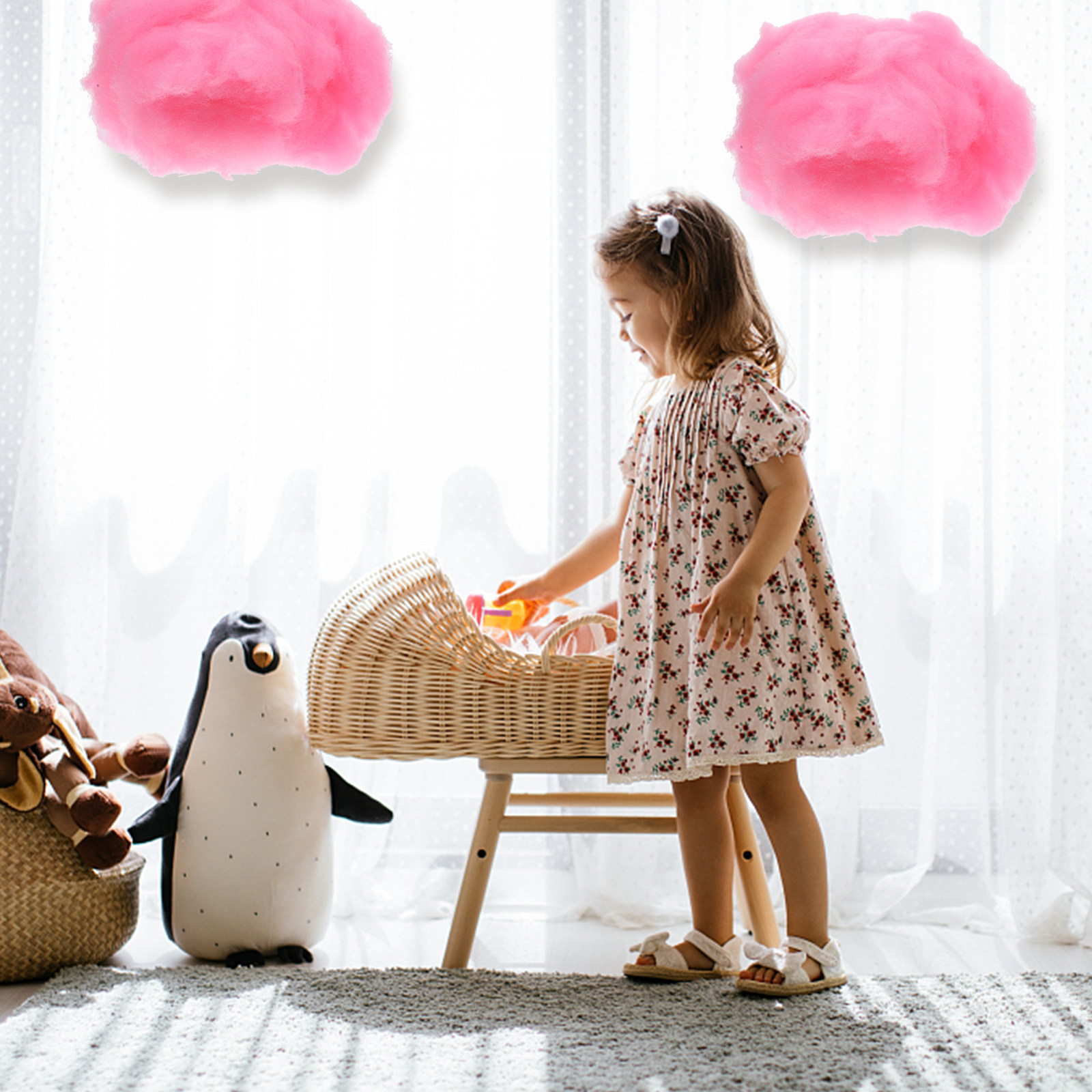 Baby Nursery Ornaments - 4 décorations nuages suspendus en coton,