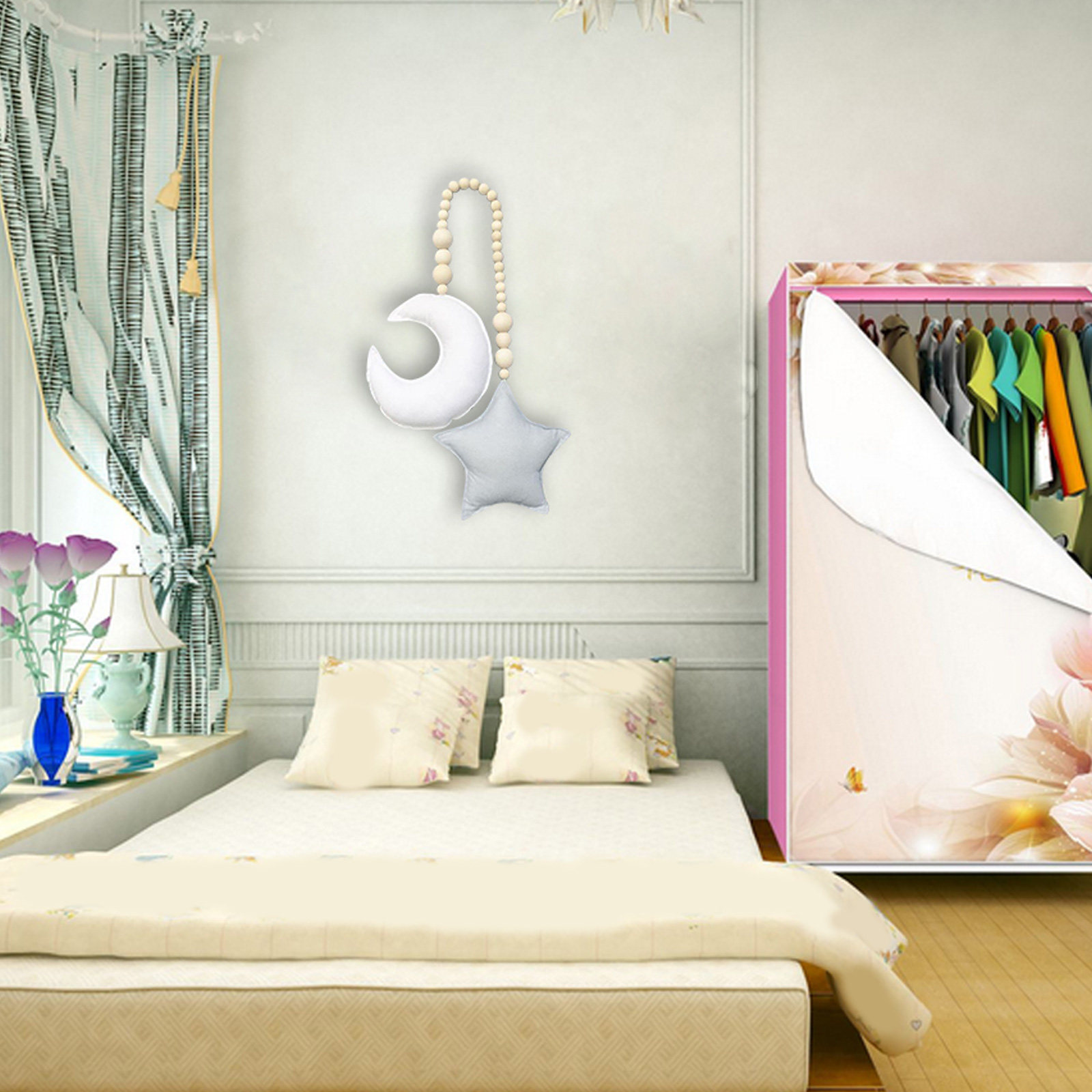 Baby Nursery Diy - Guirlande de perles en bois Lune
