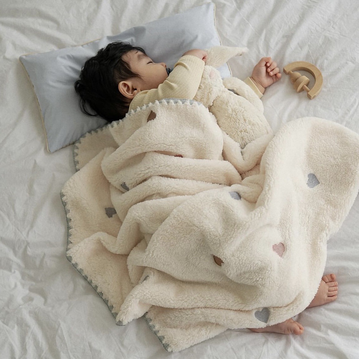 Baby Boy Nursery Quilt - Couvertures d'emmaillotage en velours pour nouveau-né,