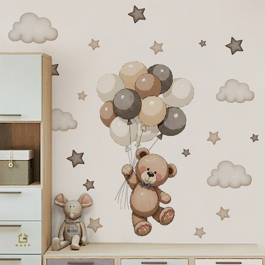 Baby Nursery Decorations - Adorables autocollants muraux ours en peluche,
